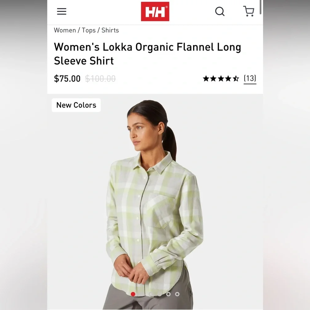 Helly Hansen Size S Lokka Organic Flannel Long Sleeve Shirt